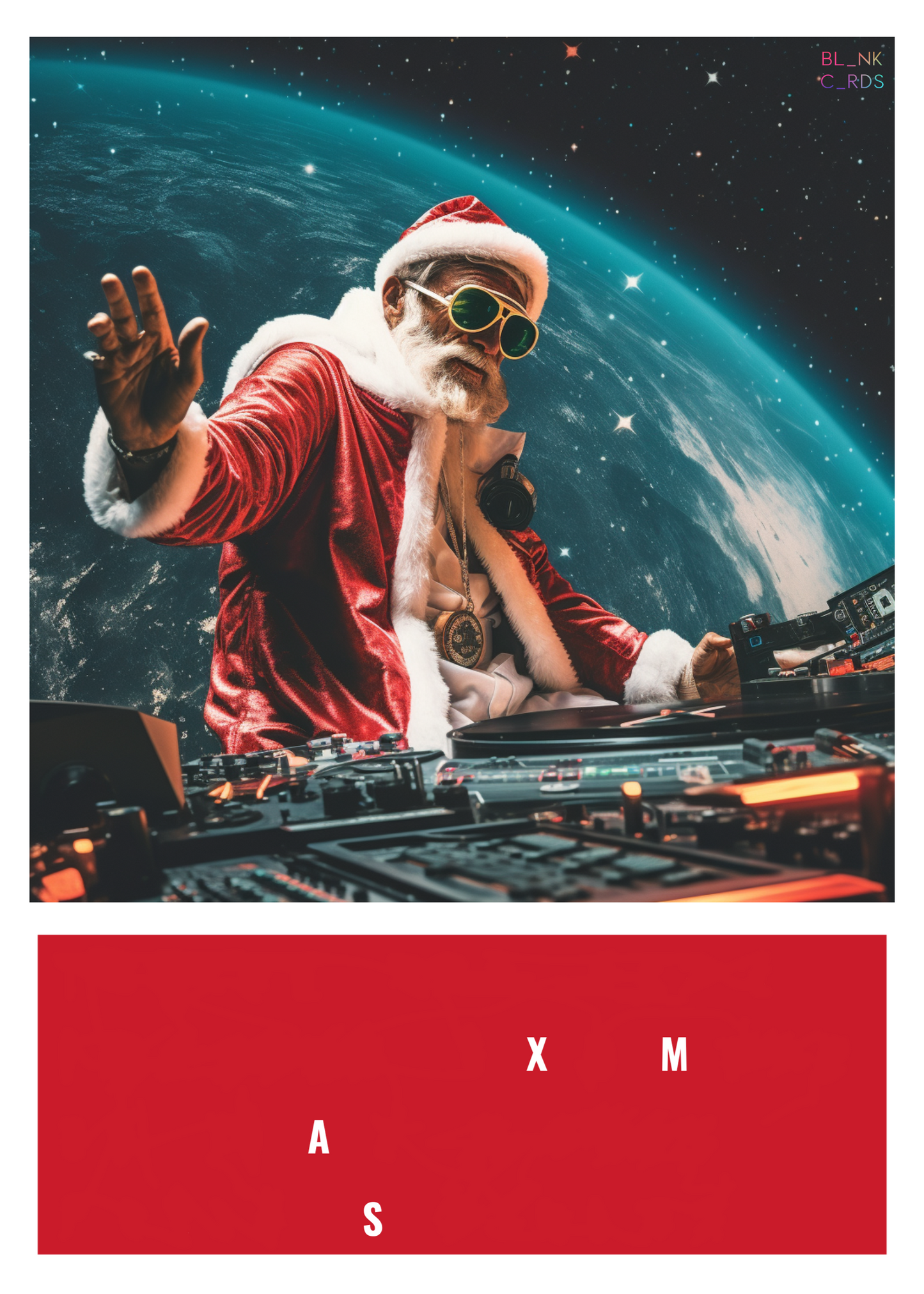 HIDDEN MESSAGE Xmas Card - DJ Santa